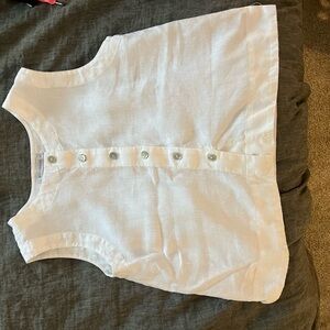 Linen White Sleeveless Button-Up Shirt